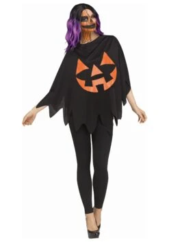 Fun World Women's Dark Jack-o-lantern Poncho