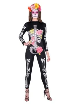 Women's Day Of The Dead Catsuit Costume