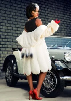 Cruella De Vil Coat Costume For Women From Disney's 101 Dalmatians 19 Cruella De Vil Coat Costume For Women From Disney's 101 Dalmatians -Halloween Costumes womens deluxe cruella de vil costume alt 3