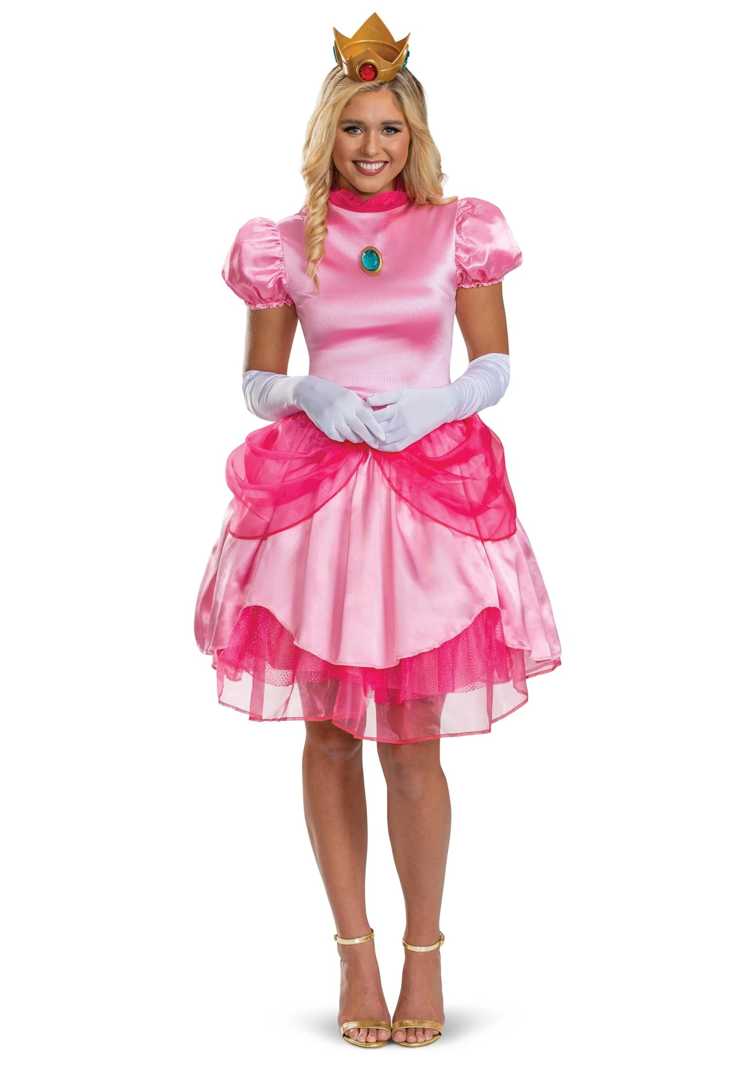 Women's Deluxe Super Mario Bros. Pretty Princess Peach Costume With Gloves 3 Women's Deluxe Super Mario Bros. Pretty Princess Peach Costume With Gloves