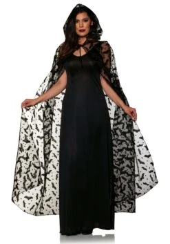 Women's Embossed Bat Costume Cape