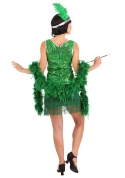 Emerald Flapper Costume For Women -Halloween Costumes womens emerald flapper costume alt 1
