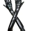 MUSIC LEGS Extra Long Black Faux Patent Leather Gloves For Women 1 MUSIC LEGS Extra Long Black Faux Patent Leather Gloves For Women -Halloween Costumes womens extra long black faux leather gloves