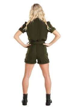 Top Gun Flight Suit Romper Costume For Women 16 Top Gun Flight Suit Romper Costume For Women -Halloween Costumes womens flight suit romper top gun costume alt 5