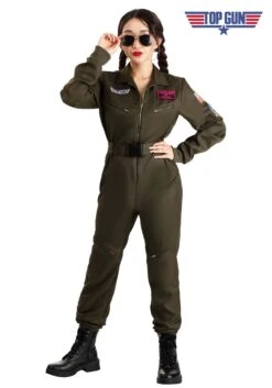 Flight Suit Top Gun Costume For Women -Halloween Costumes womens flight suit top gun costume alt 1