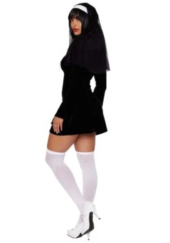 Dreamgirl Flirty 70's Retro Nun Costume For Women -Halloween Costumes womens flirty 70s retro nun costume alt 1