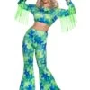 Green And Blue Flower Power Women's Costume 2 Green And Blue Flower Power Women's Costume -Halloween Costumes womens flower power costume