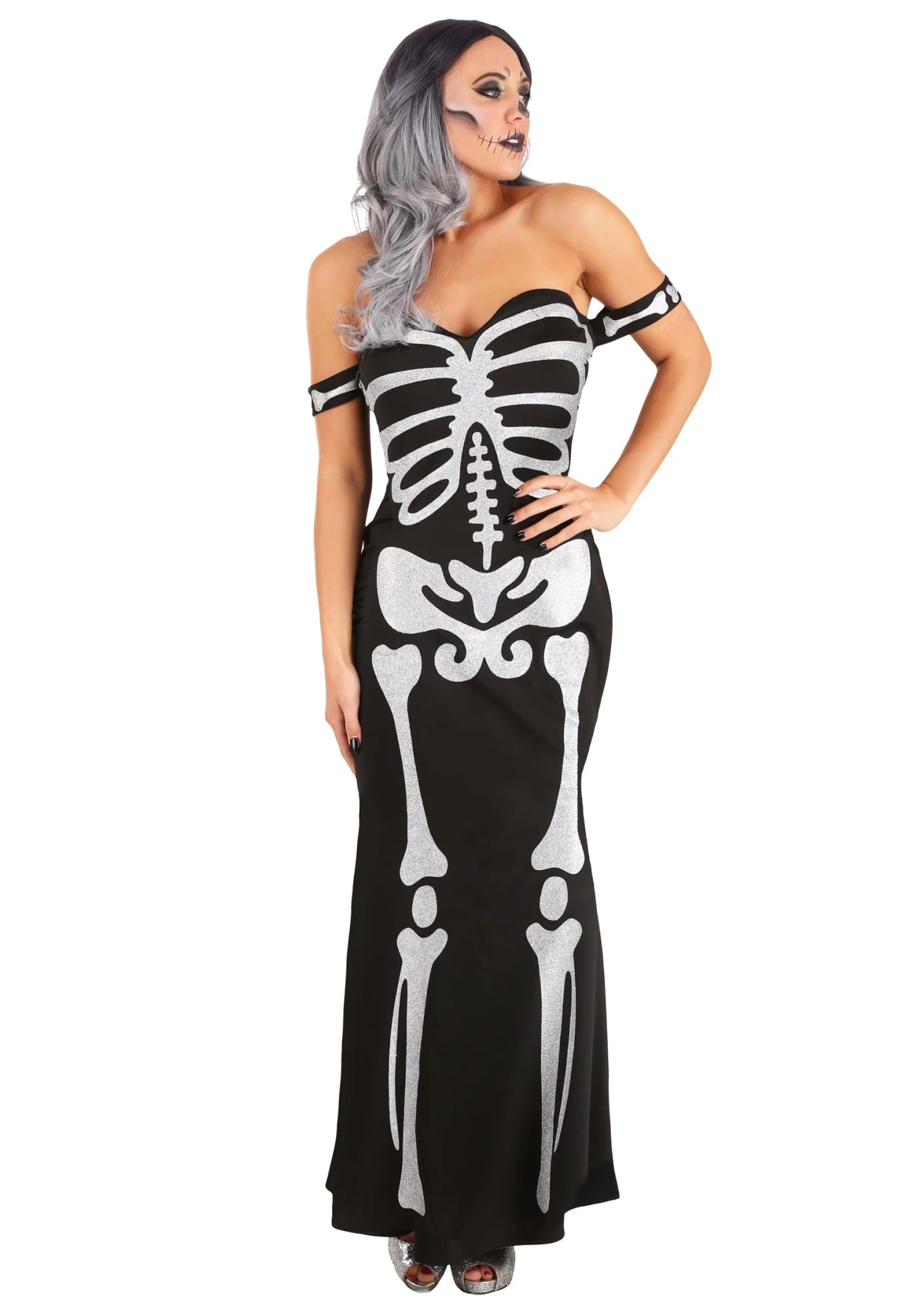 Women's High Fashion Skeleton Costume 3 Women's High Fashion Skeleton Costume