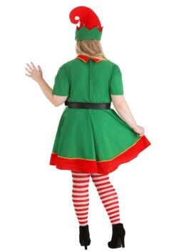 Plus Size Holiday Elf Women's Costume -Halloween Costumes womens holiday elf plus size costume alt 6