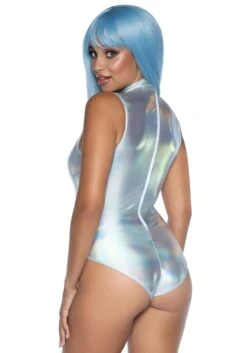 LEG AVENUE Women's Holographic Keyhole Bodysuit Costume -Halloween Costumes womens holographic keyhole bodysuit costume alt 1
