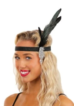 Women's Jeweled Black Costume Flapper Headband