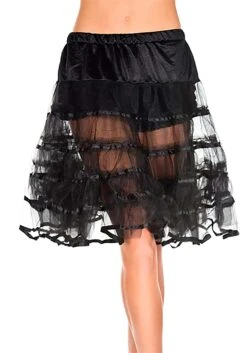MUSIC LEGS Knee Length Black Petticoat For Women