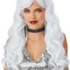 Long White Wavy Wig For Women -Halloween Costumes womens long white wavy wig
