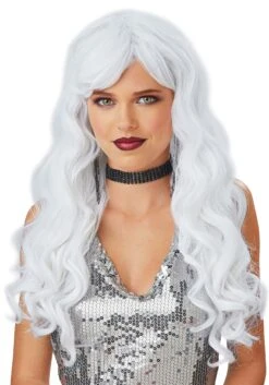 Long White Wavy Wig For Women