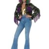 Mardi Gras Sequin With Fringe Trim Jacket For Women 1 Mardi Gras Sequin With Fringe Trim Jacket For Women -Halloween Costumes womens mardi gras sequin with fringe trim jacket