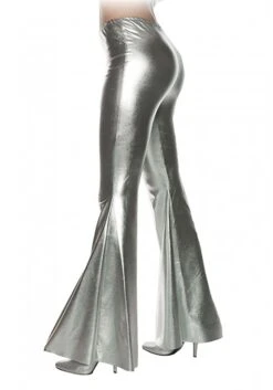 Metallic Silver Bell Bottoms For Women