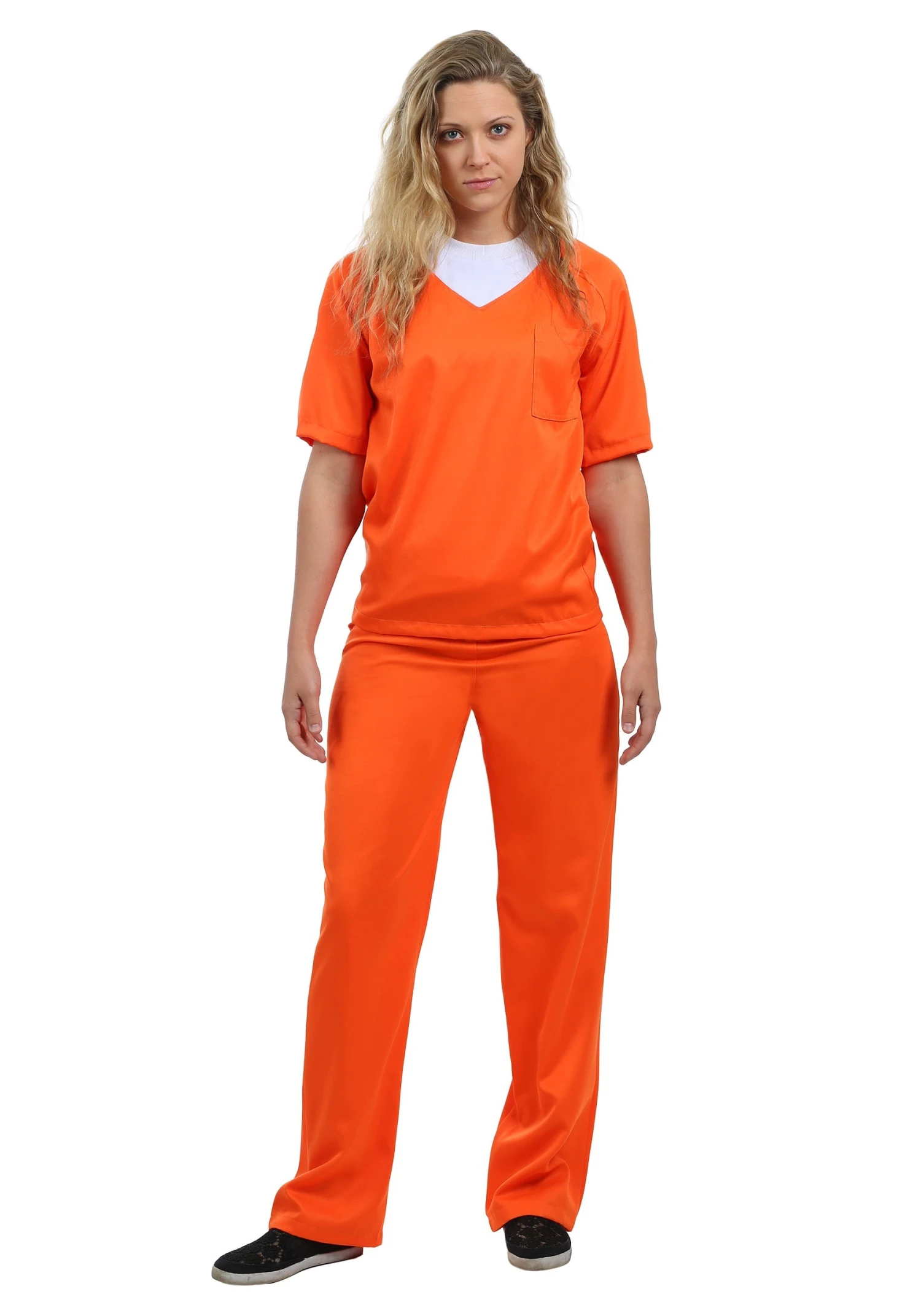 Women's Orange Prisoner Costume 3 Women's Orange Prisoner Costume
