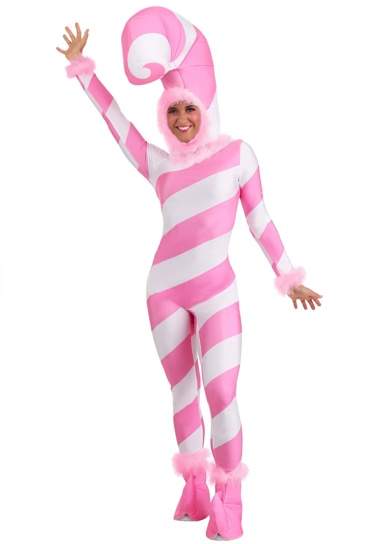 Womens Pink Candy Cane Costume 3 Womens Pink Candy Cane Costume