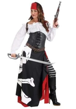 Skeleton Flag Rogue Pirate Costume For Women 26 Skeleton Flag Rogue Pirate Costume For Women -Halloween Costumes womens pirate flag gypsy costume alt 9