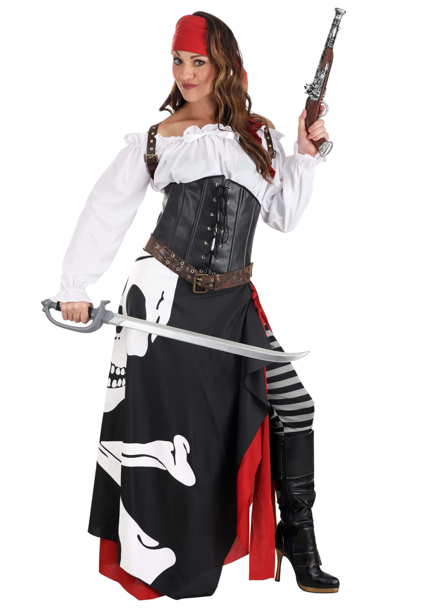 Skeleton Flag Rogue Pirate Costume For Women 12 Skeleton Flag Rogue Pirate Costume For Women - Image 10