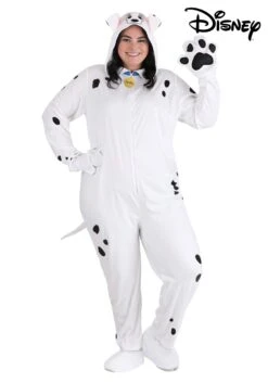 Perdita Costume For Plus Size Women From Disney's 101 Dalmatians -Halloween Costumes womens plus 101 dalmatians perdita costume onesie alt 8
