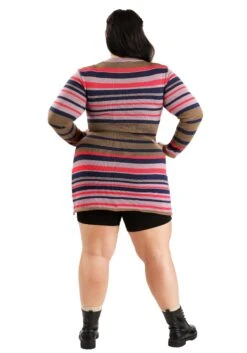 Plus Size Women's Astrid Striped Distressed Sweater Dress With Bike Shorts -Halloween Costumes womens plus astrid striped distressed sweater dress alt 2