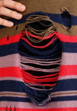 Plus Size Women's Astrid Striped Distressed Sweater Dress With Bike Shorts -Halloween Costumes womens plus astrid striped distressed sweater dress alt 6