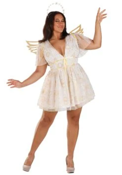 Women's Plus Size Gold Starburst Angel Costume