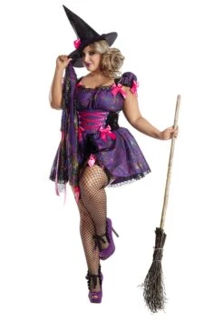 Plus Size Women's Purple Web Witch Costume