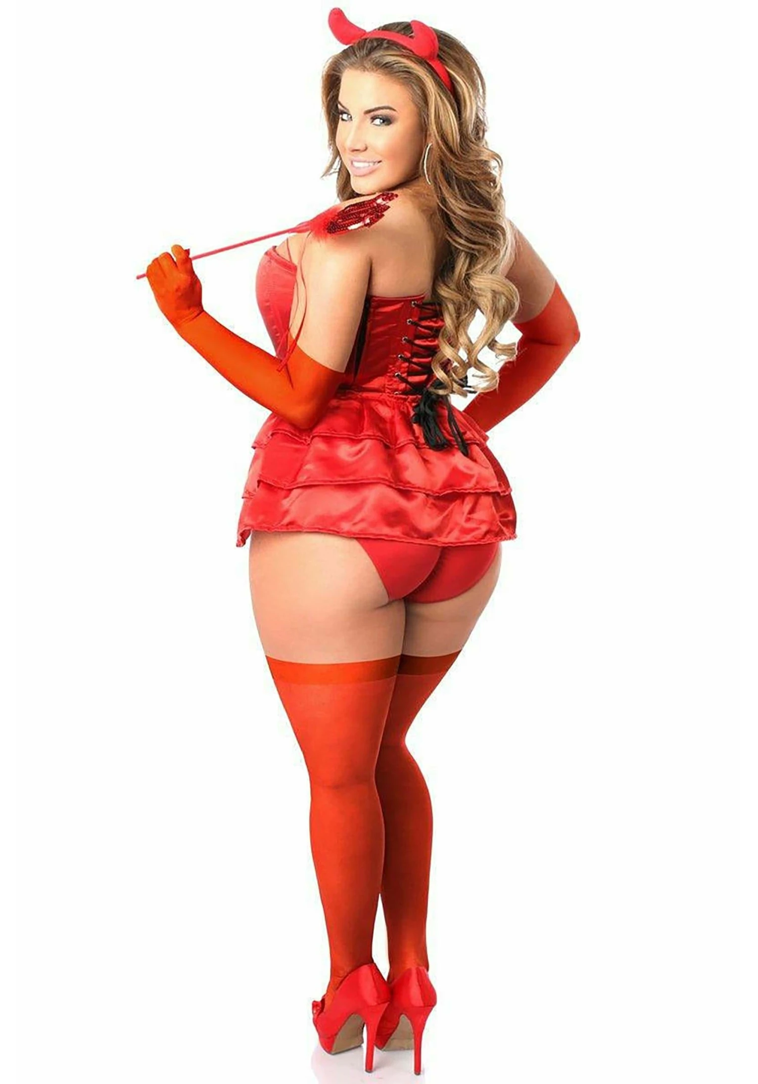 Plus Size 5 PC Devilicious Corset Costume For Women 4 Plus Size 5 PC Devilicious Corset Costume For Women - Image 2