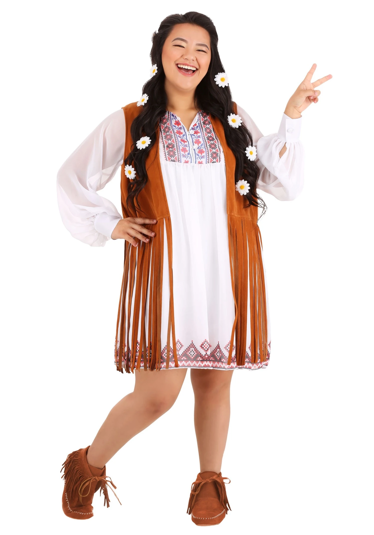 Plus Size Women's 1970s Free Spirit Costume 3 Plus Size Women's 1970s Free Spirit Costume