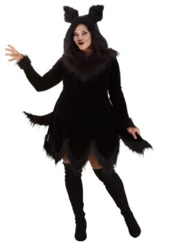 Women's Plus Size Black Wolf Costume Dress