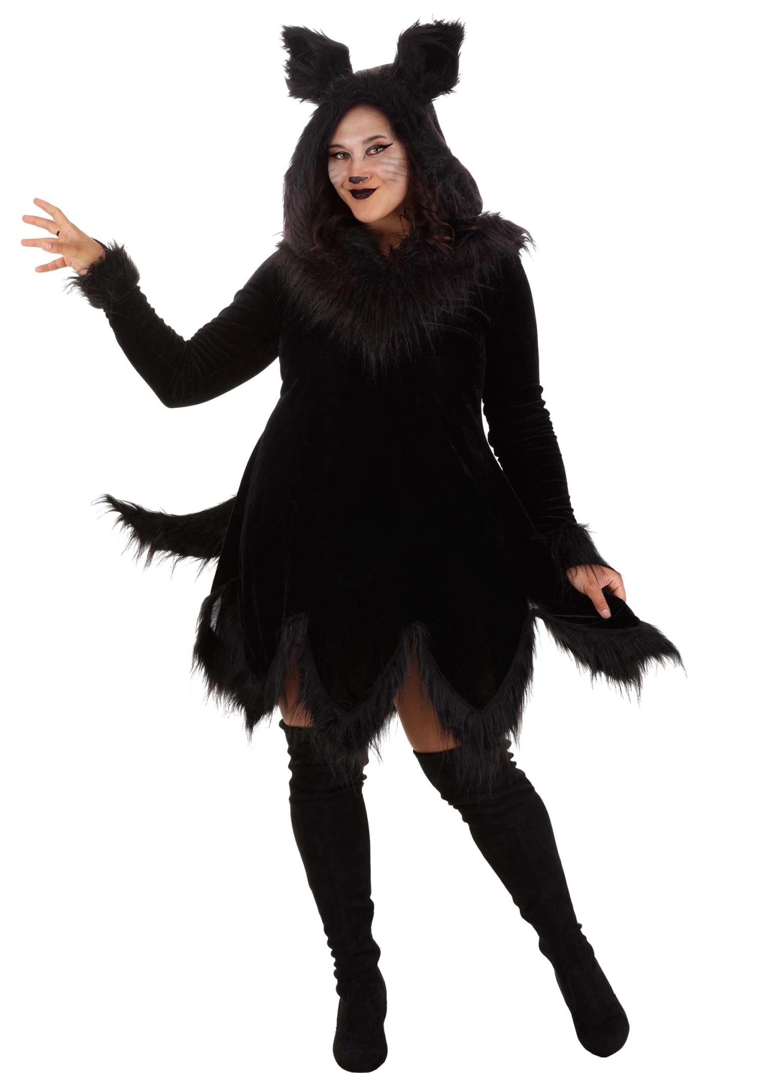 Women's Plus Size Black Wolf Costume Dress 3 Women's Plus Size Black Wolf Costume Dress