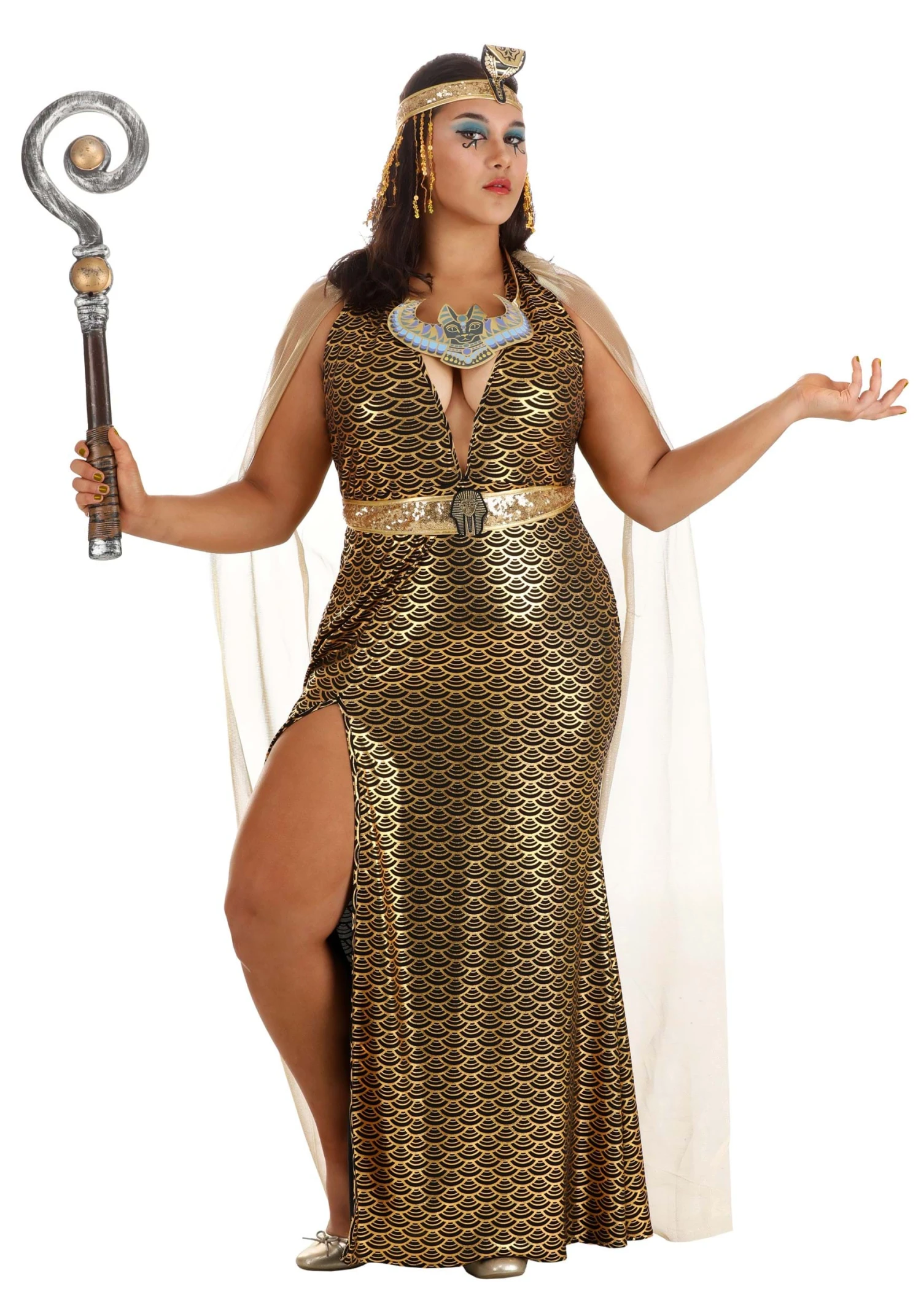 Women's Plus Size Commanding Cleopatra Costume 3 Women's Plus Size Commanding Cleopatra Costume