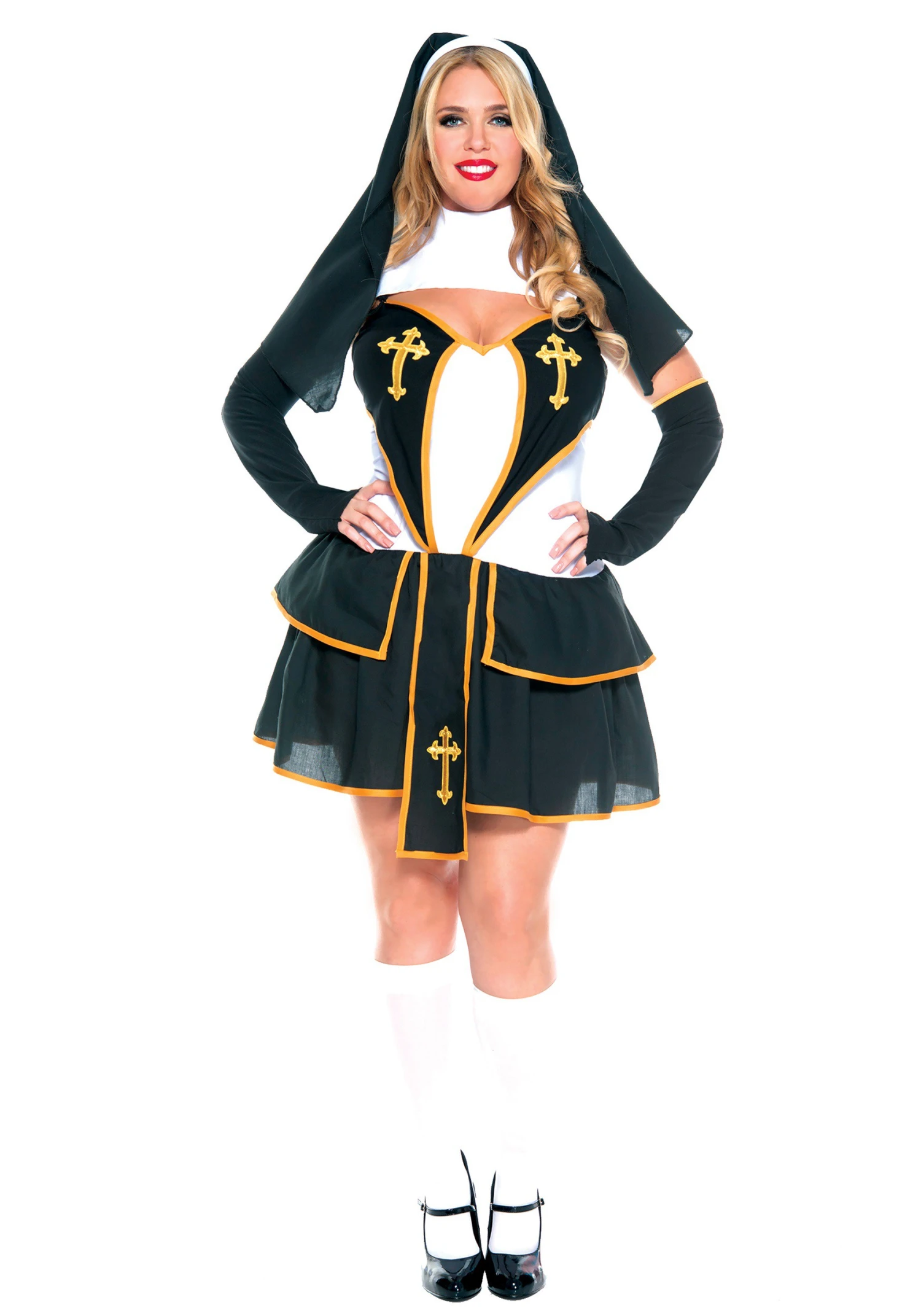 MUSIC LEGS Plus Size Flirty Nun Costume For Women 3 MUSIC LEGS Plus Size Flirty Nun Costume For Women