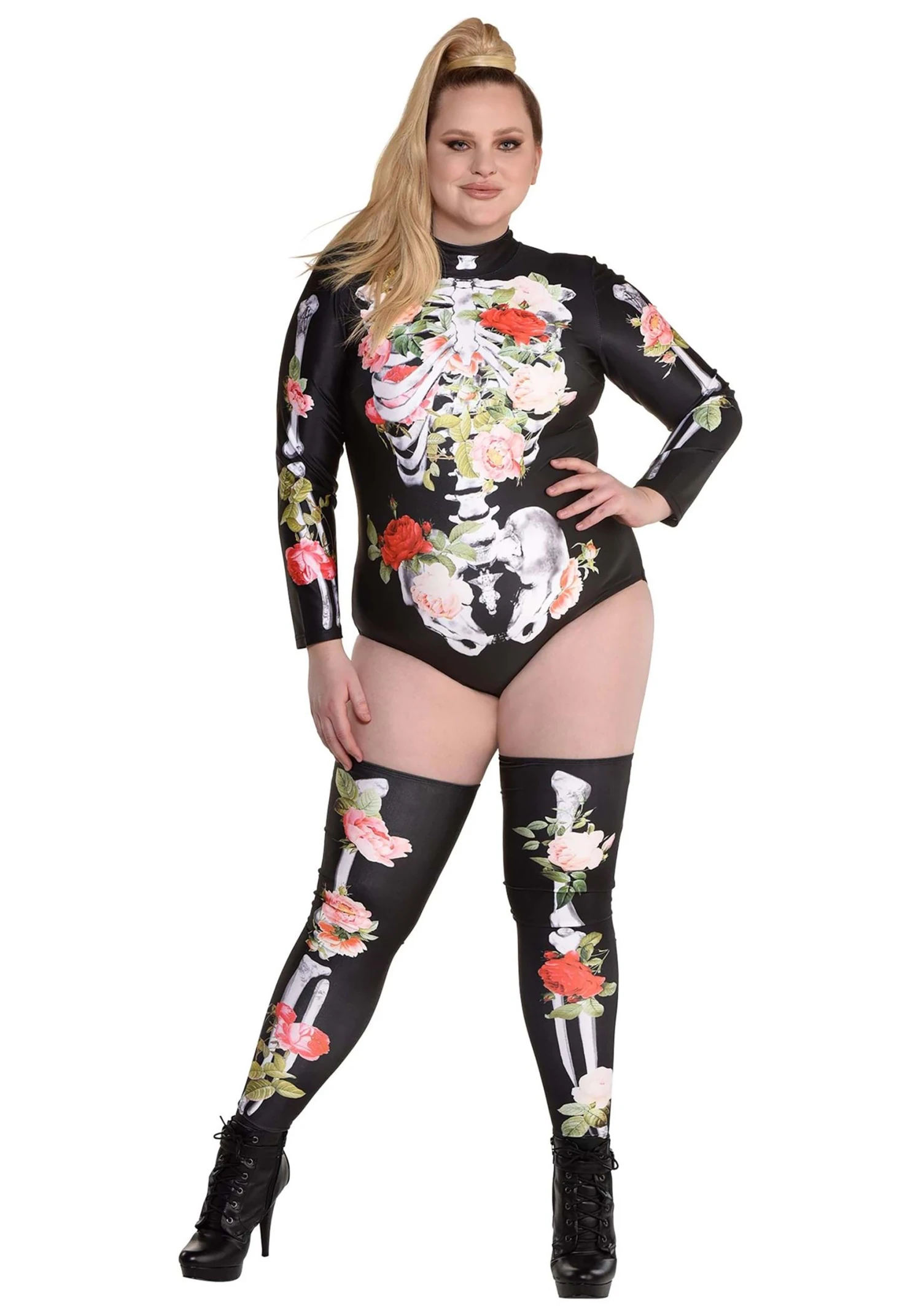 AMSCAN Plus Size Floral Skeleton Costume For Women 3 AMSCAN Plus Size Floral Skeleton Costume For Women