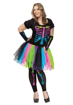 Fun World Women's Plus Size Funky Punky Bones Costume
