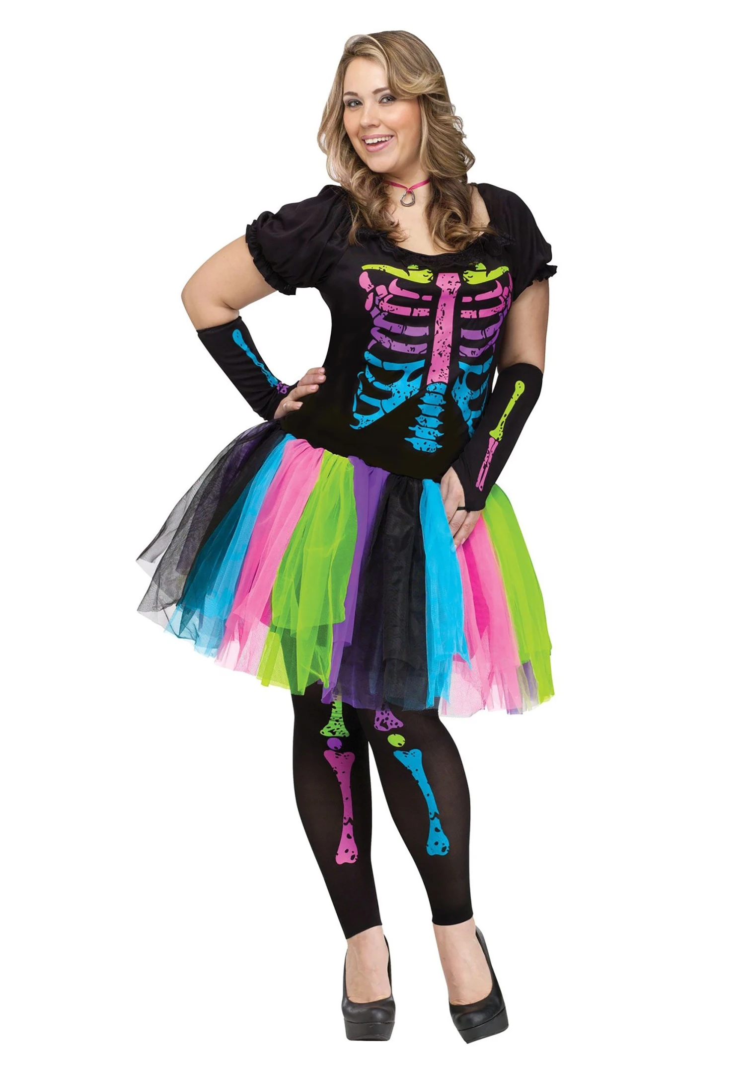 Fun World Women's Plus Size Funky Punky Bones Costume 3 Fun World Women's Plus Size Funky Punky Bones Costume