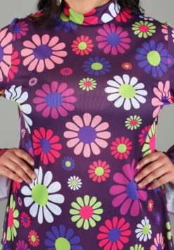 Women's Groovy Flower Power Plus Size Costume Dress -Halloween Costumes womens plus size groovy flower power costume alt 2