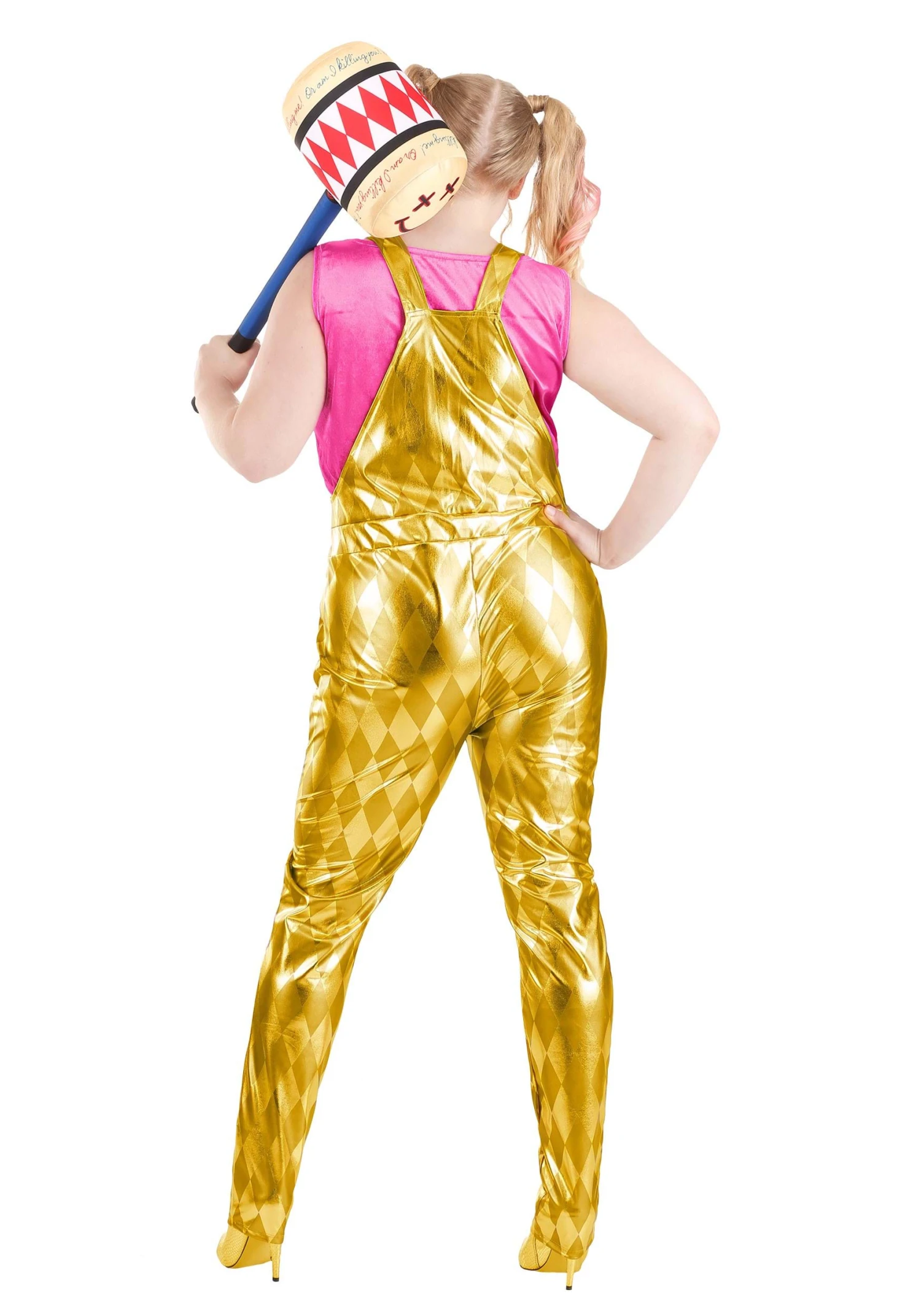 Plus Size Harley Quinn Gold Overalls Costume For Women 4 Plus Size Harley Quinn Gold Overalls Costume For Women - Image 2