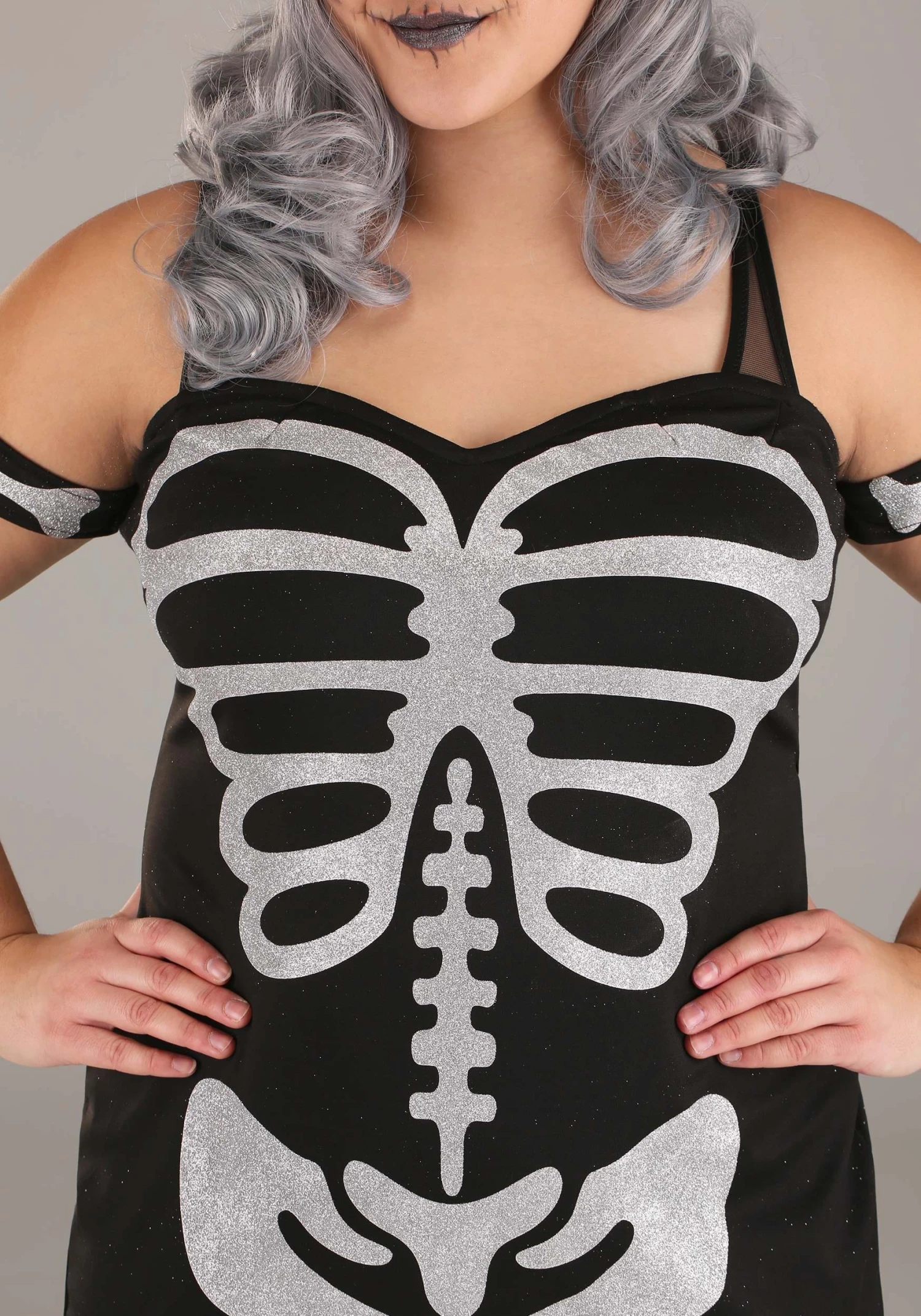 Plus Size High Fashion Skeleton Costume For Women 5 Plus Size High Fashion Skeleton Costume For Women - Image 3