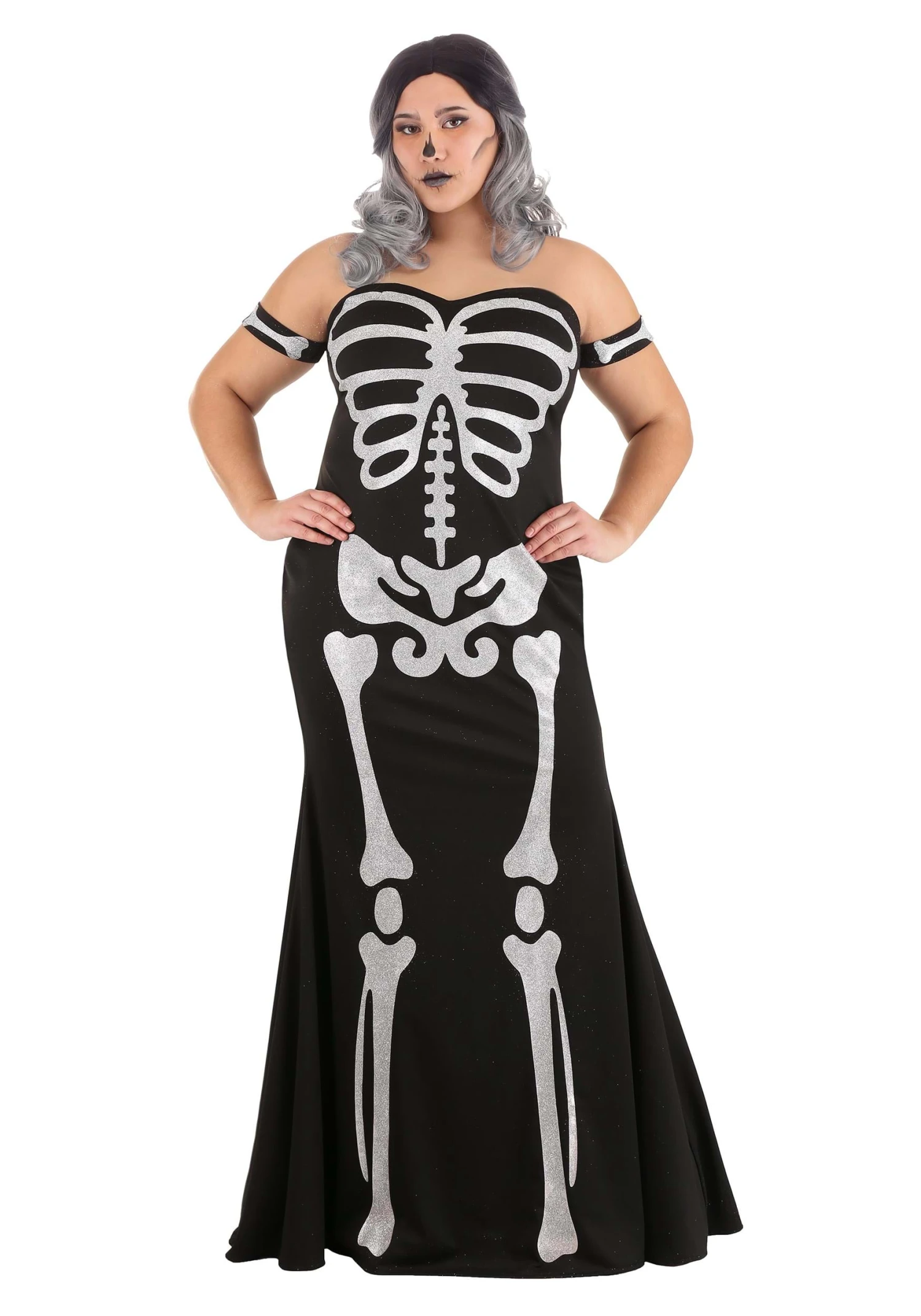 Plus Size High Fashion Skeleton Costume For Women 3 Plus Size High Fashion Skeleton Costume For Women