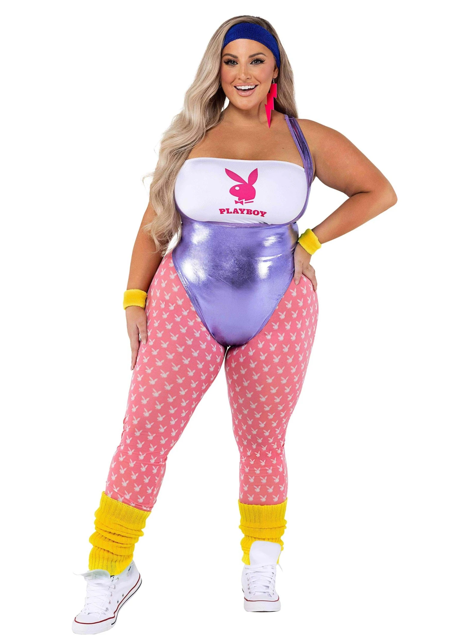 Roma Plus Size Womens Playboy 80s Workout Costume 3 Roma Plus Size Womens Playboy 80s Workout Costume