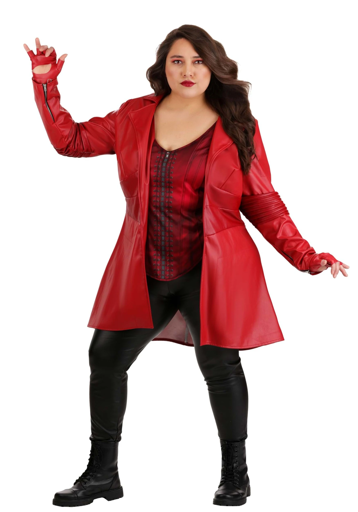 JAZWARES Plus Size Premium Scarlet Witch Costume For Women 4 JAZWARES Plus Size Premium Scarlet Witch Costume For Women - Image 2