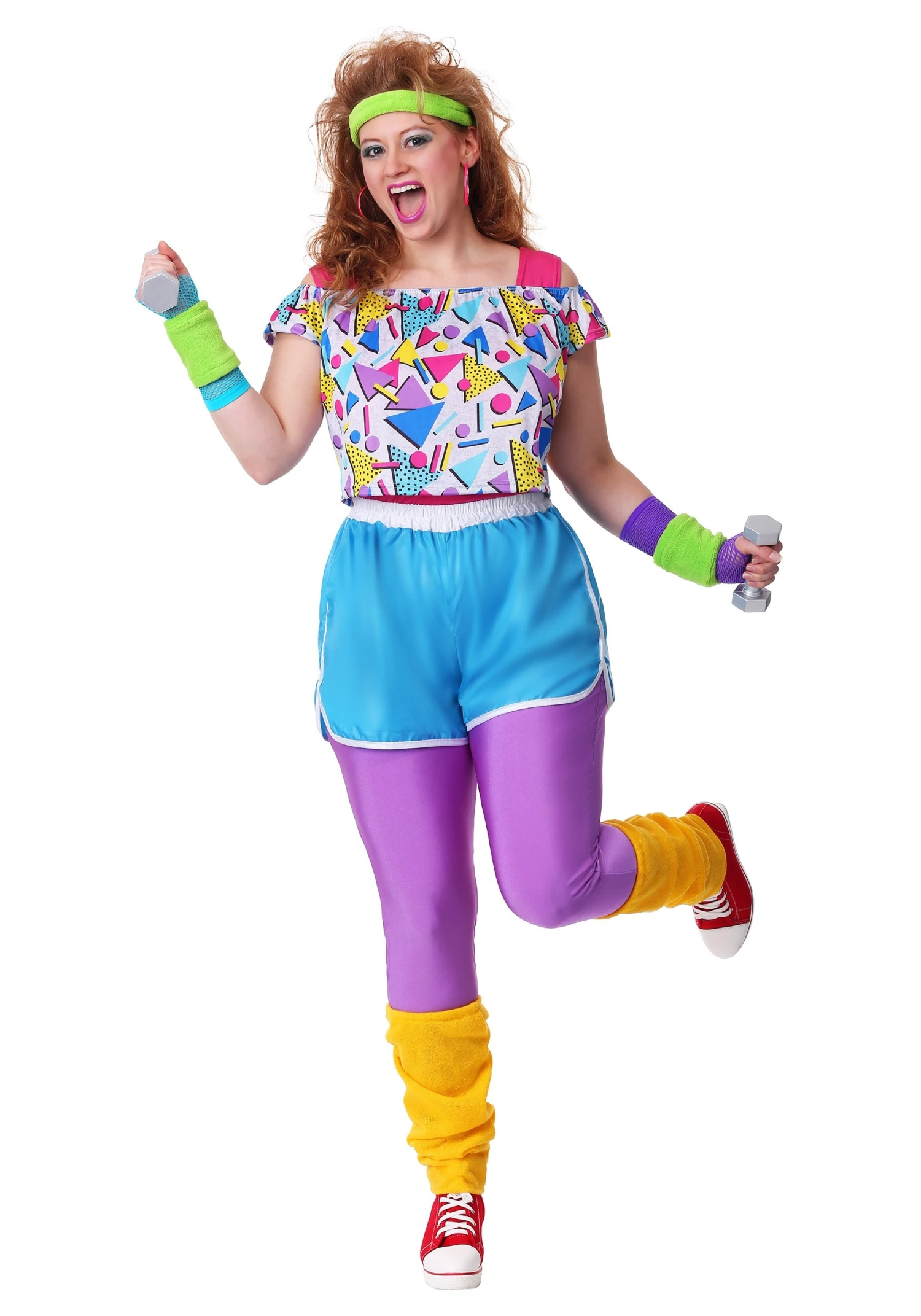 Women's Plus Size Work It Out 80s Costume 3 Women's Plus Size Work It Out 80s Costume