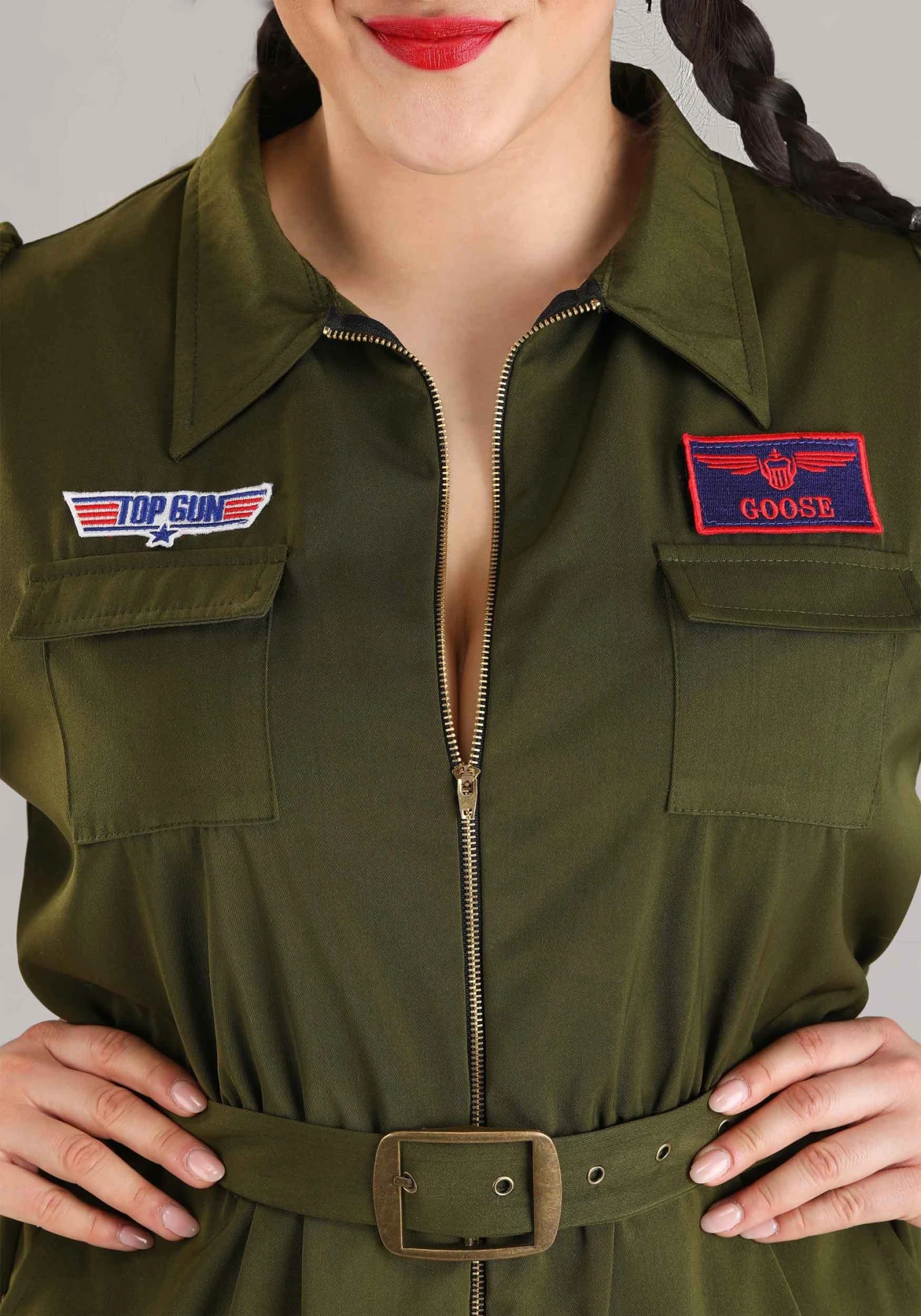Plus Size Women's Top Gun Flight Suit Romper Costume 8 Plus Size Women's Top Gun Flight Suit Romper Costume - Image 6