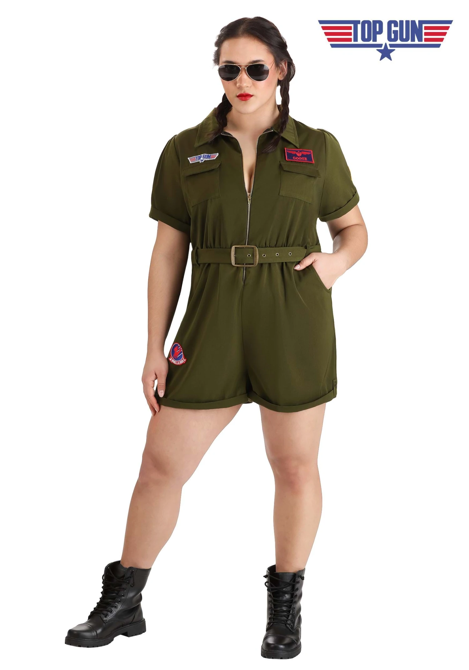 Plus Size Women's Top Gun Flight Suit Romper Costume 12 Plus Size Women's Top Gun Flight Suit Romper Costume - Image 10