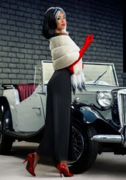 Cruella De Vil Stole Costume For Women From Disney’s 101 Dalmatians -Halloween Costumes womens prestige cruella de vil stole costume alt 1
