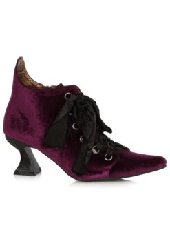 Purple Velvet Witch Booties For Women