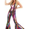Rainbow Rave Disco Costume For Women -Halloween Costumes womens rainbow rave disco costume